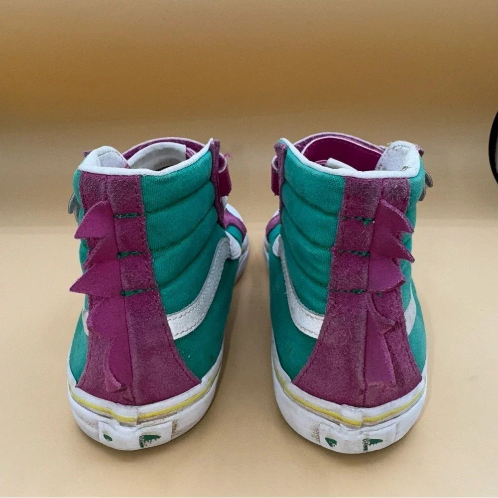 Vans Kids Purple & Green Dino Sk8-Hi Reissue 138 Sneakers, Kids Size 3, Preowned